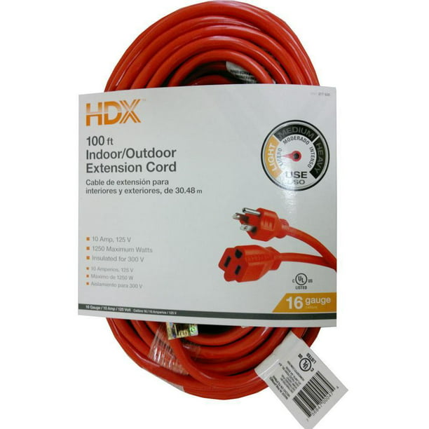 H61 100 FT 16Gauge Indoor Outdoor Heavy Duty Power Extension Cord Orange UL